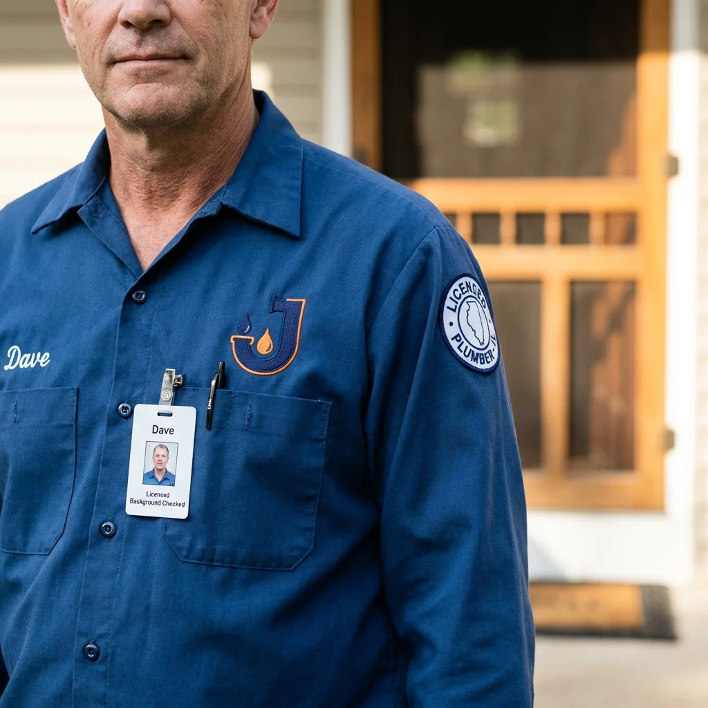 Licensed plumber showing ID badge in Keedysville, MD
