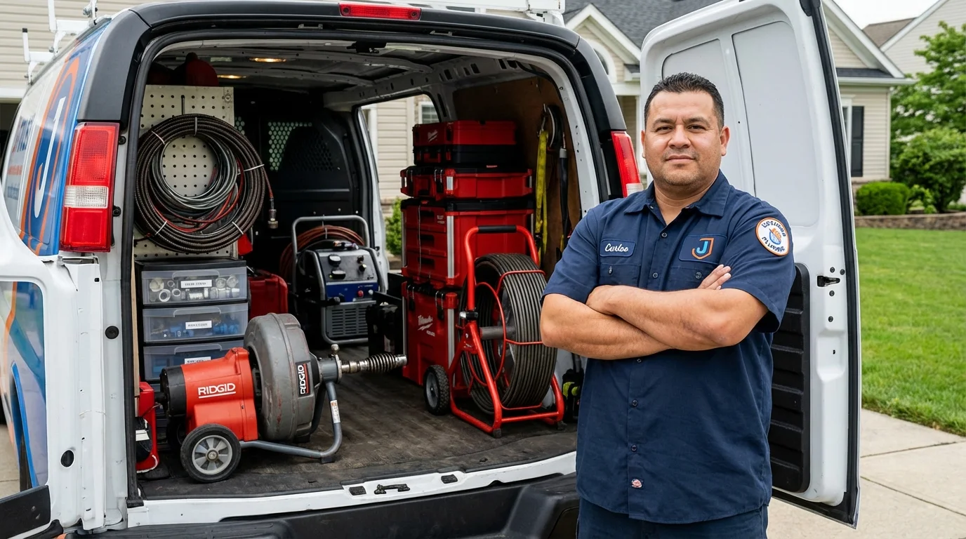 Professional drain cleaning equipment and Johns Plumbing LLC plumber in Keedysville