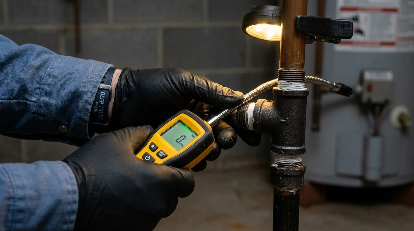 Gas leak detection with electronic sniffer by Johns Plumbing LLC in Keedysville