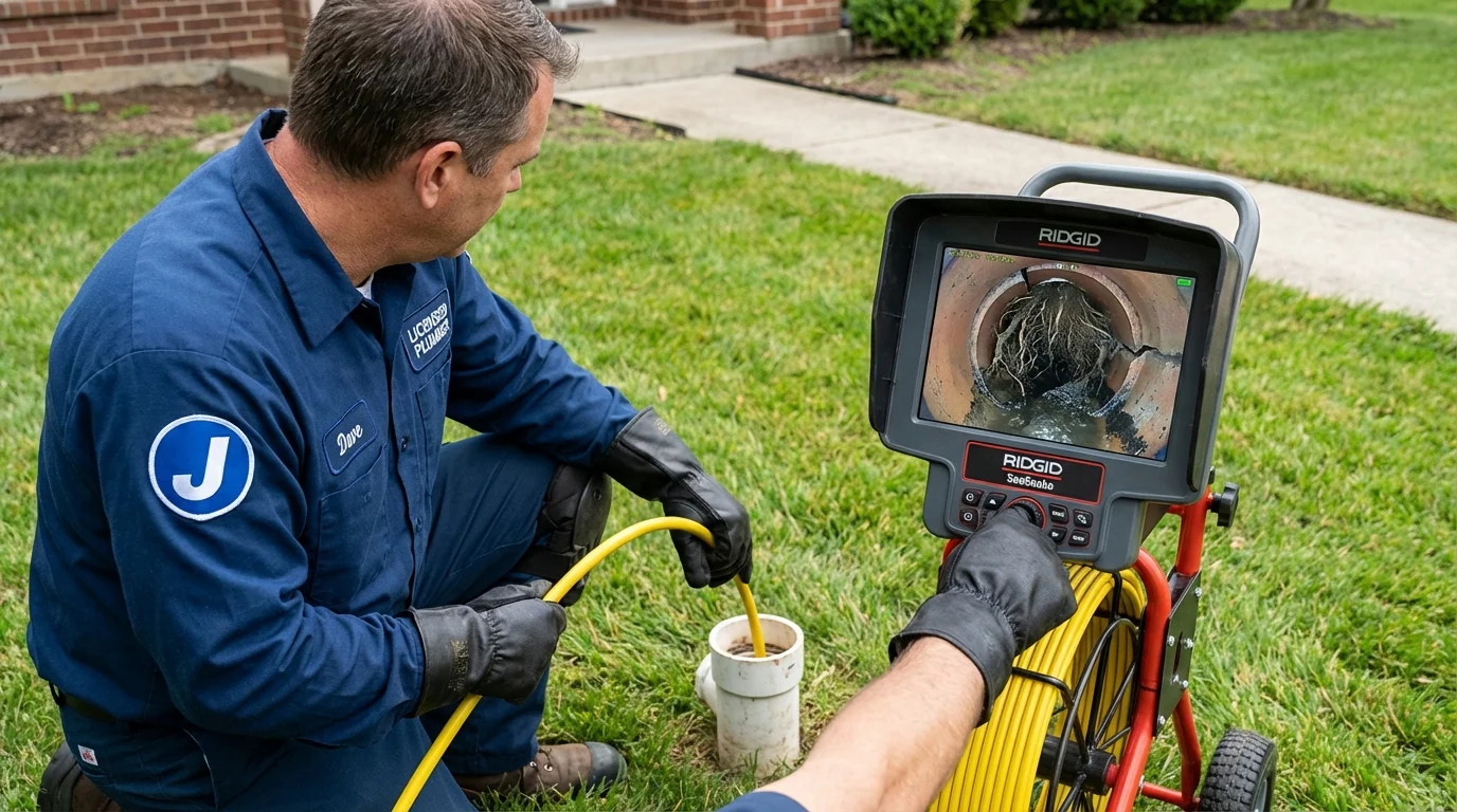 Sewer camera inspection being performed by Johns Plumbing LLC in Keedysville